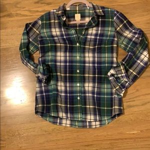 J crew everyday chambray/plaid top 4/small